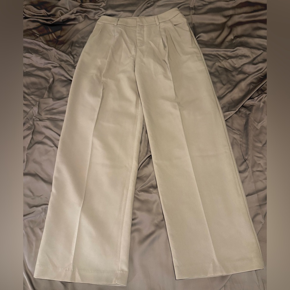 Grey Lab Beige Wide Leg Suit Pants